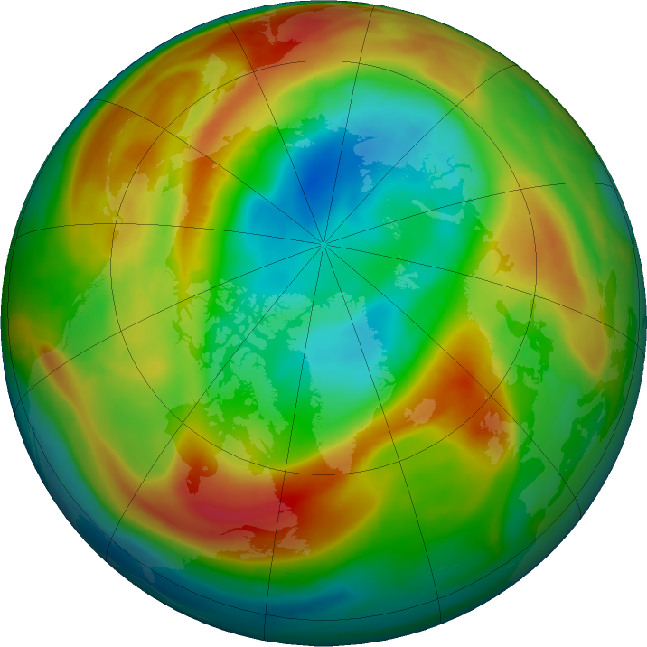 Arctic ozone map for 20 February 2020